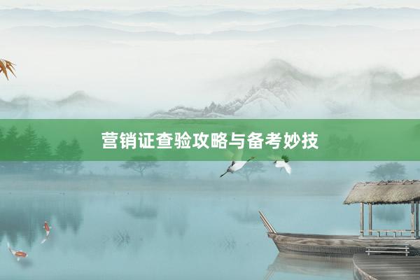 营销证查验攻略与备考妙技